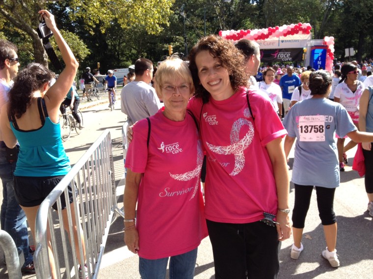Just past the finish line.  Aren't we "Pretty in Pink?"   :-)